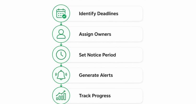 Infographic illustrating deadline tool workflow steps
