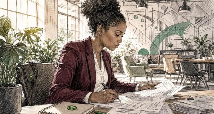 Compliance officer reviewing legal documents