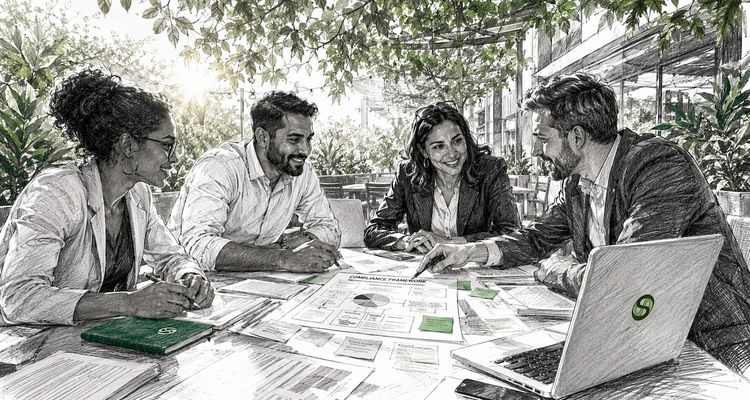 Team discussing property management deadlines in meeting
