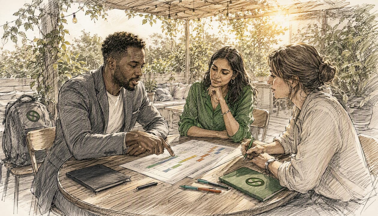 Team discussing renewal timeline at conference table