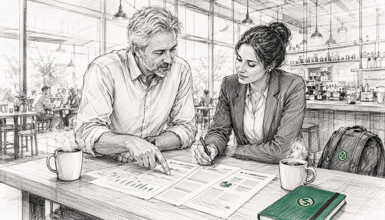 Two professionals discussing renewal risks