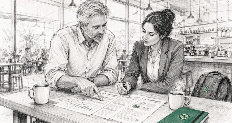 Two professionals discussing renewal risks