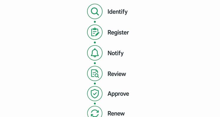 Infographic showing step-by-step compliance renewal process
