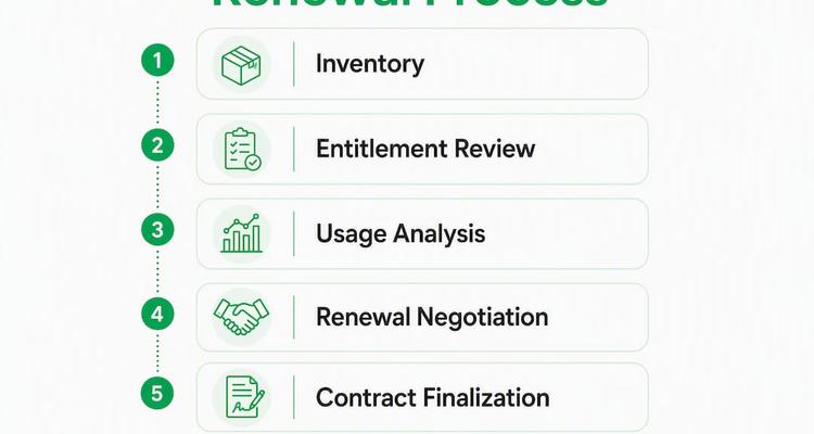 Infographic outlining software license renewal steps