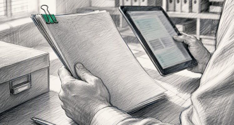 Hands checking subcontractor compliance documents