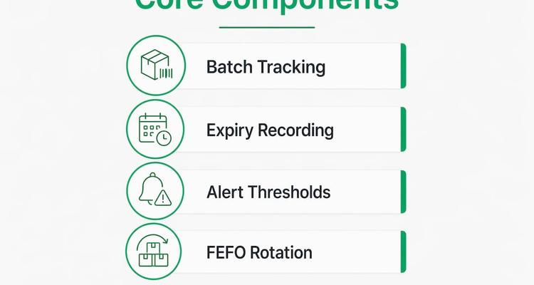 Infographic showing core components of expiration date management