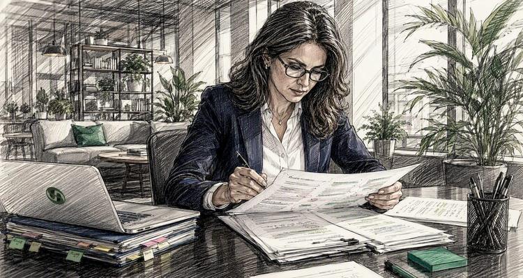 IT asset manager reviewing contract documents