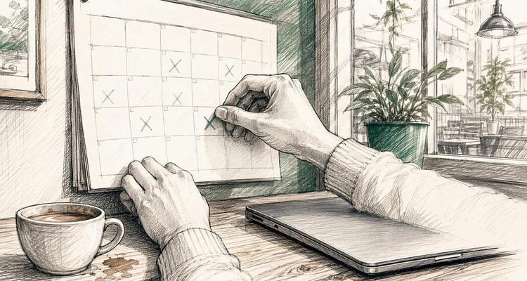 Hands adjusting contract deadline calendar