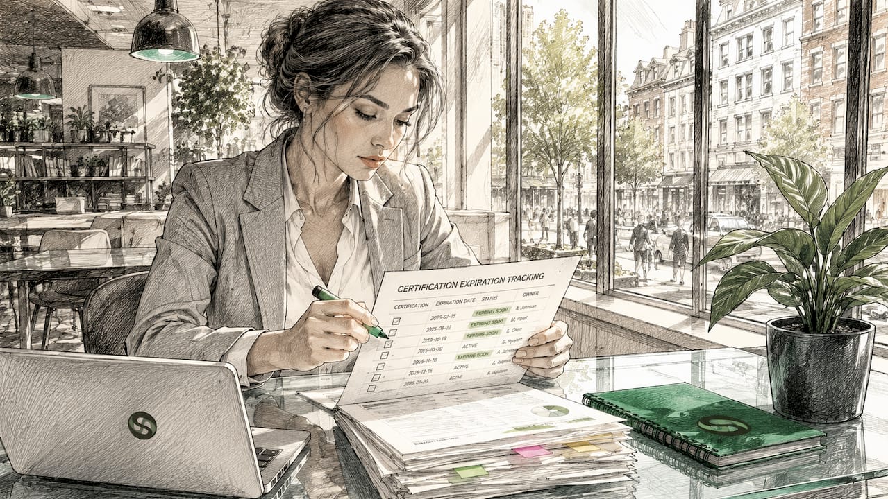 Compliance officer reviewing certification checklist