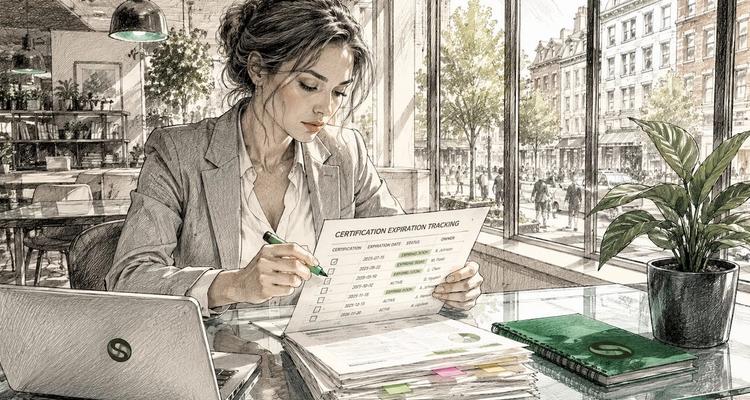 Compliance officer reviewing certification checklist