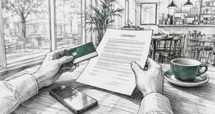 Hands verifying banking details with documents