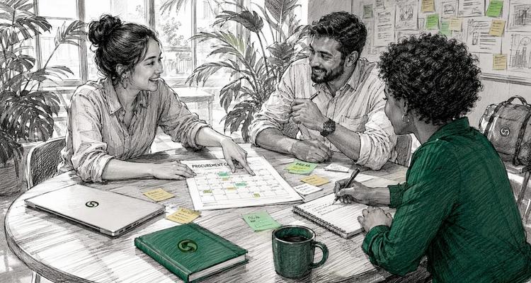 Team collaborating on procurement deadlines