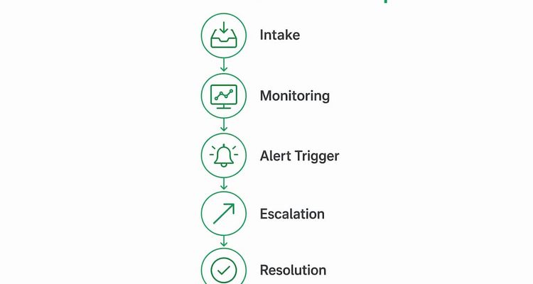 Infographic showing steps of escalation workflow