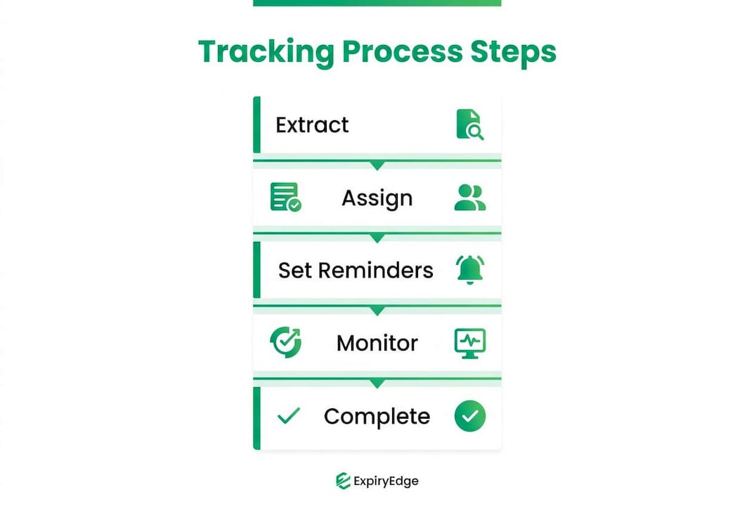 Infographic showing contract obligation tracking steps