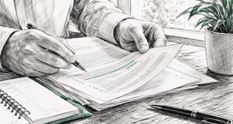 Hands reviewing compliance binder on desk