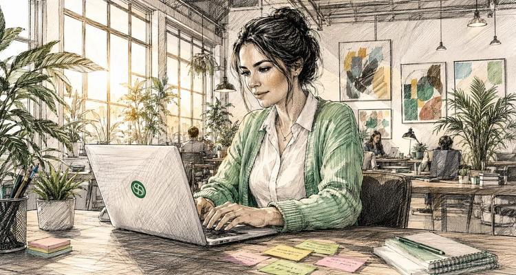 Property manager using deadline tool at office desk