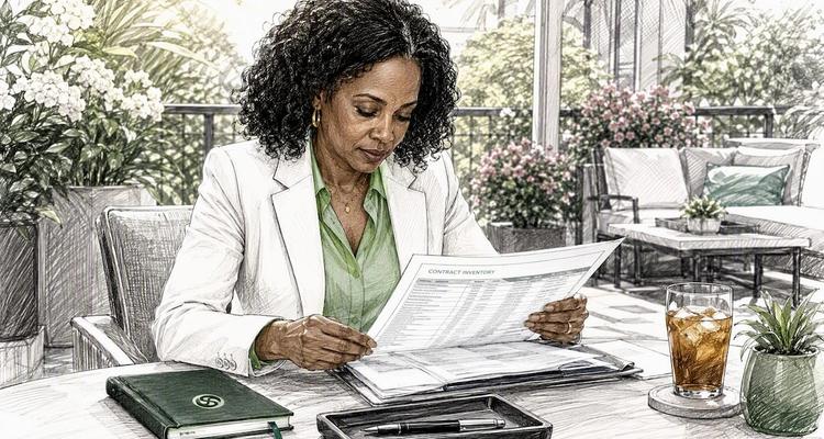 Contract manager reviewing renewal documents