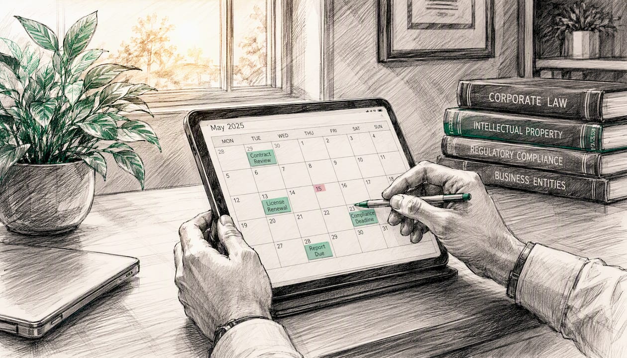 Hands setting calendar reminder tabs