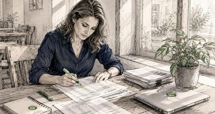 Compliance officer reviewing expiry inventory documents