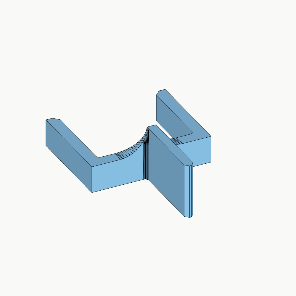 3d model of the clip. the object is blue with black edges, shown in an isometric fashion