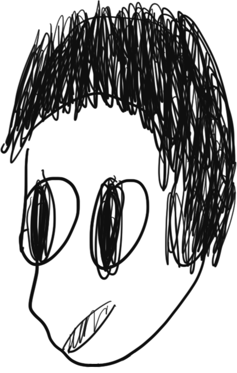 doodle vaguely resembling me drawn by Riley Wong