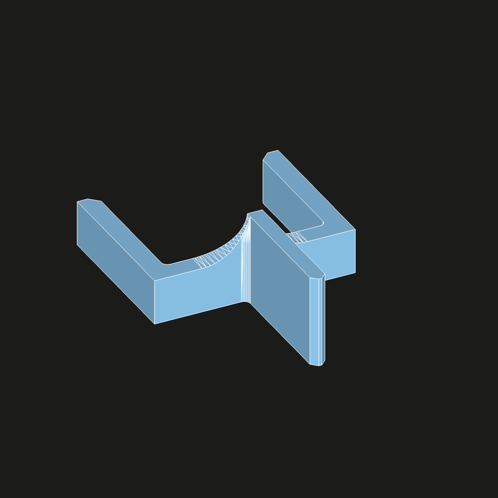 3d model of the clip. the object is blue with white edges, shown in an isometric fashion