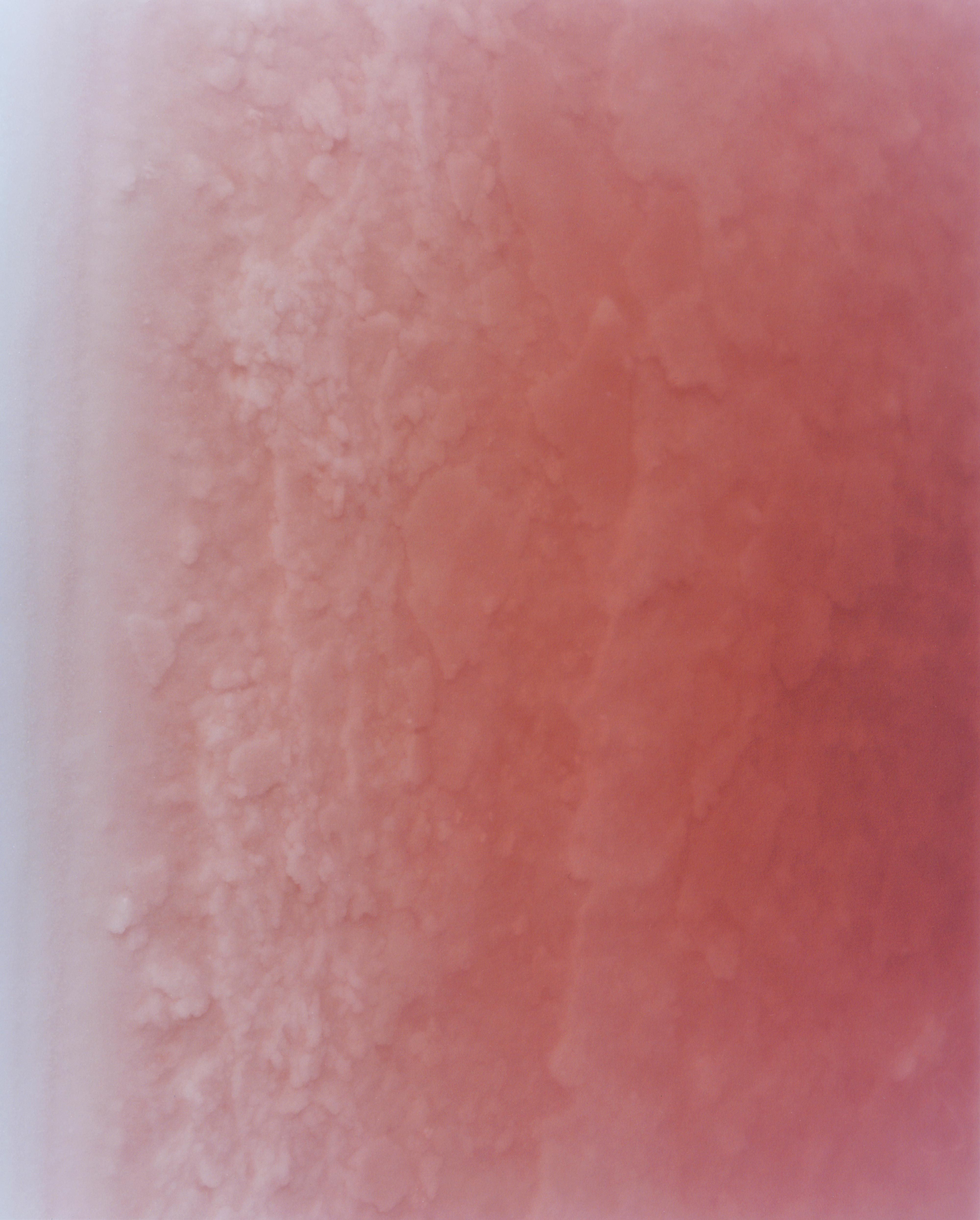 Abstract blush-pink gradient with a powdery, crystalline texture, fading from pale at the edge to deeper rose toward the center.