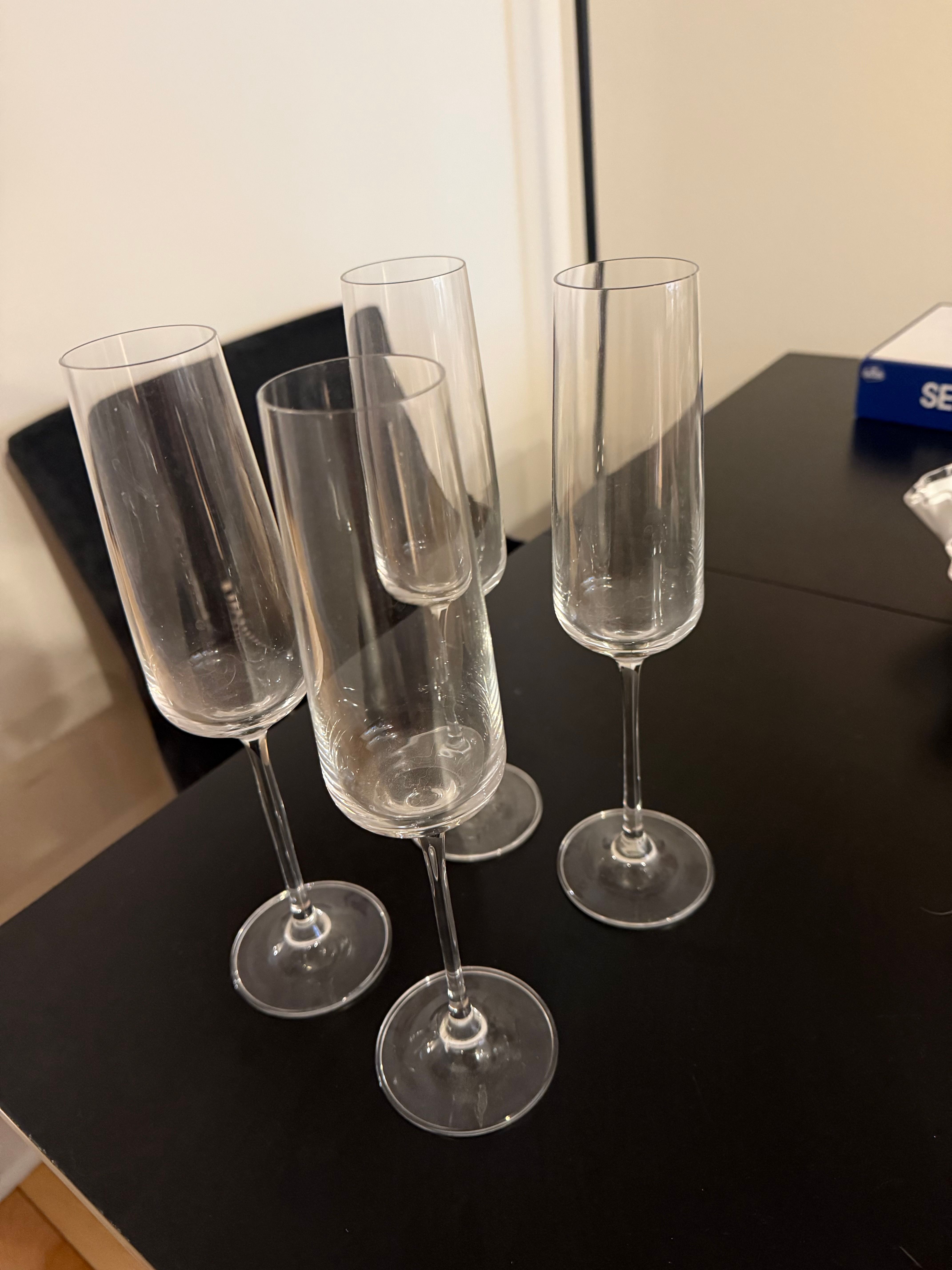 Four Squared Champagne Flutes