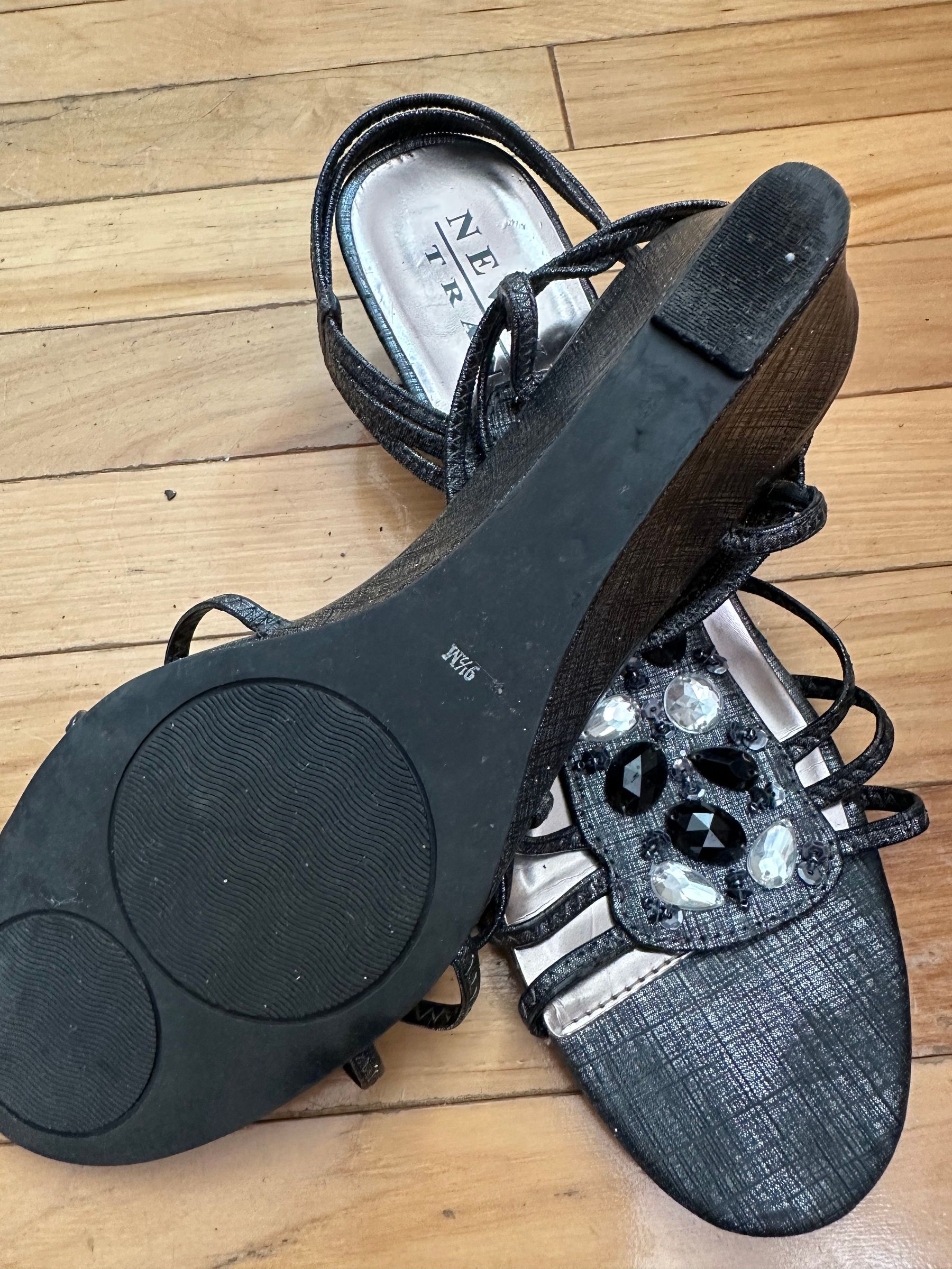New York Transit Jeweled Strappy Sandals — 9½ M