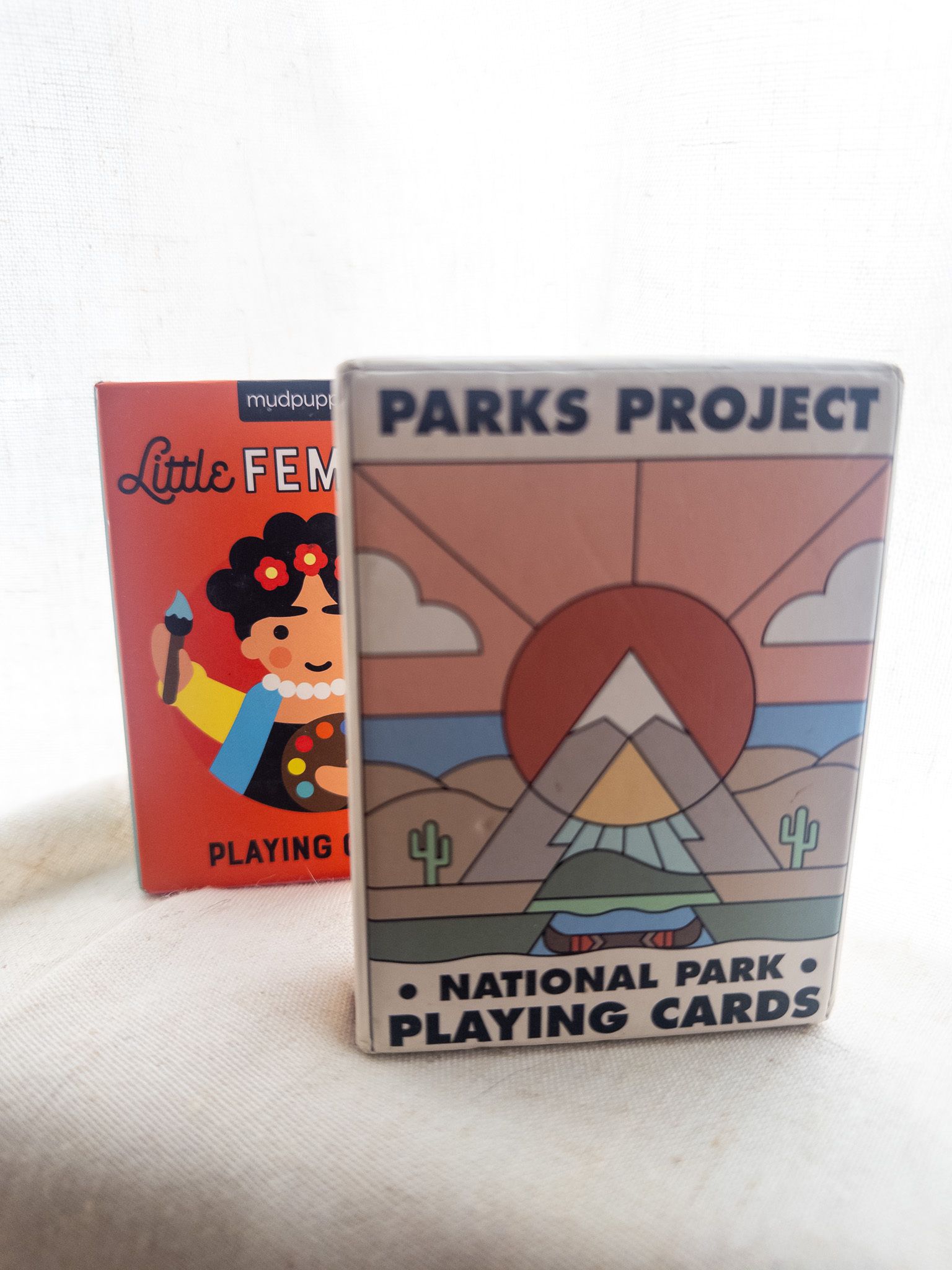 Themed playing card decks — Little Feminist and Parks Project National Park decks.