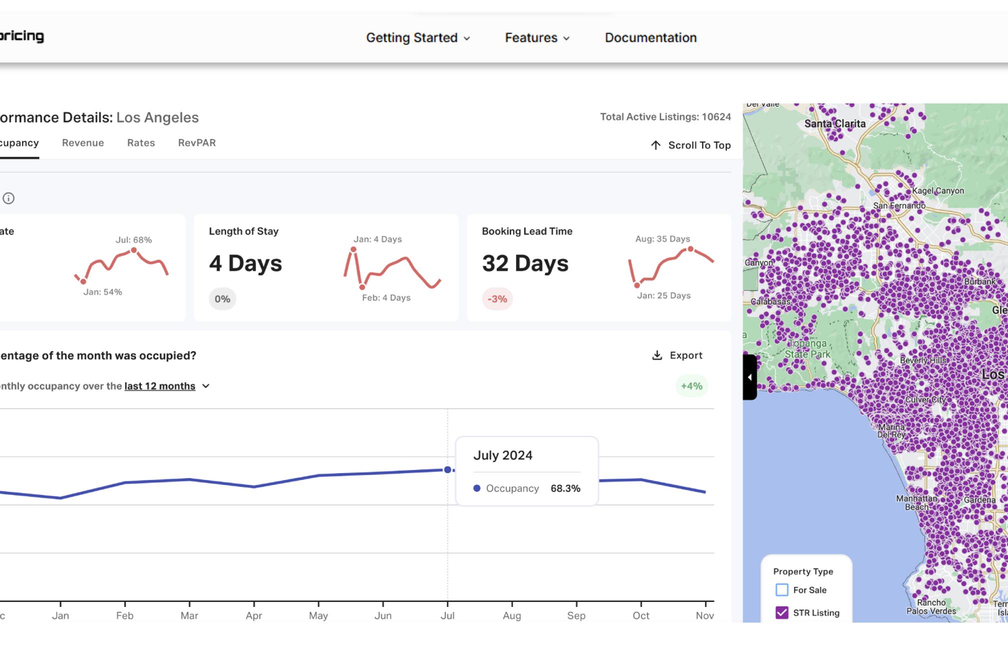 STR comps map and pricing analysis
