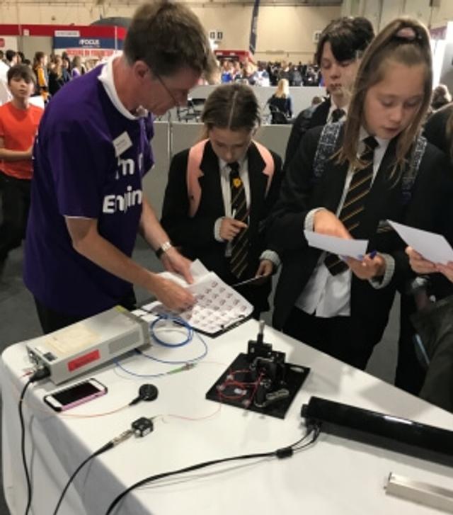Peter Kean, Lead Engineer – Biophotonics, engages with school pupils attending Big Bang South West