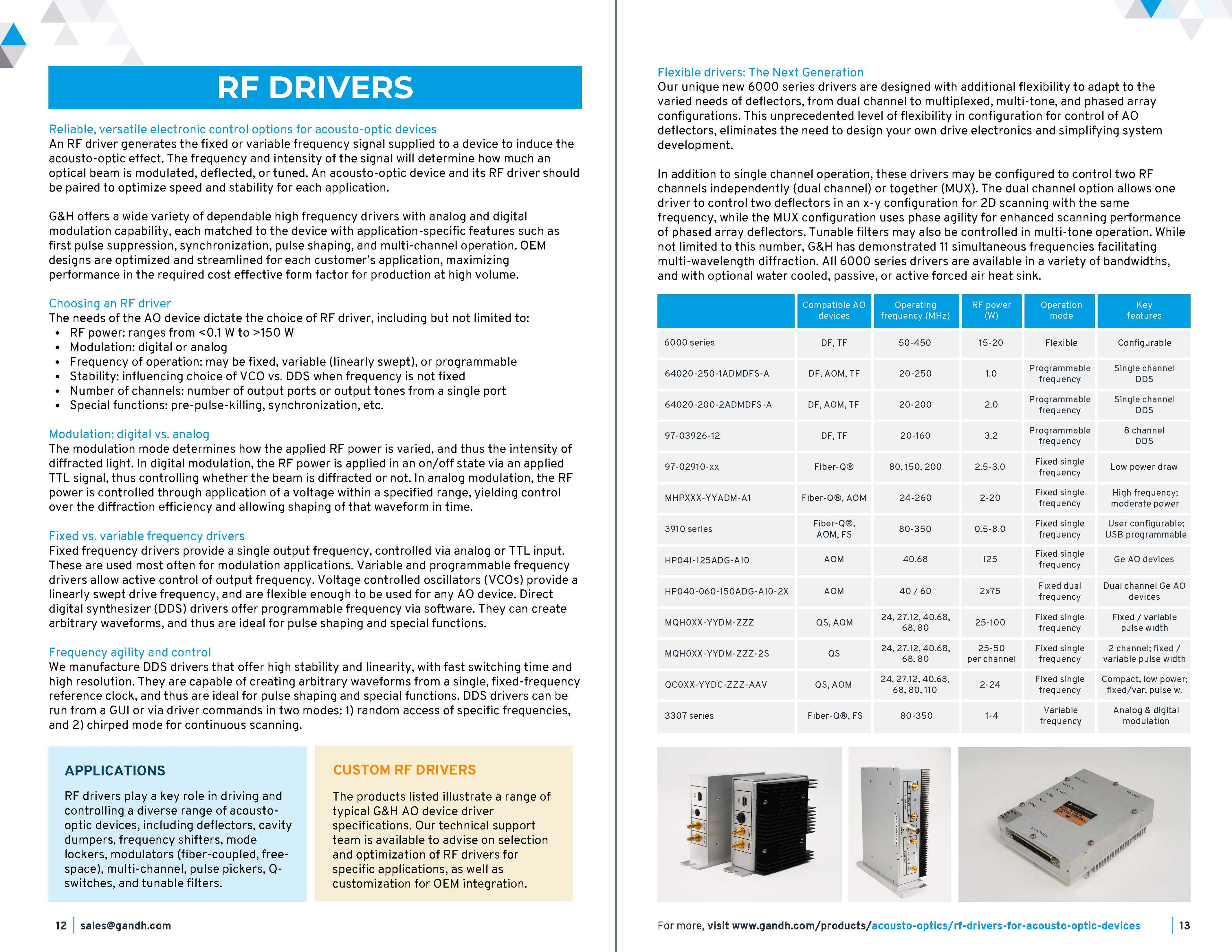 G&H Product & Solutions Guide - Acousto-Optics Page 12-13