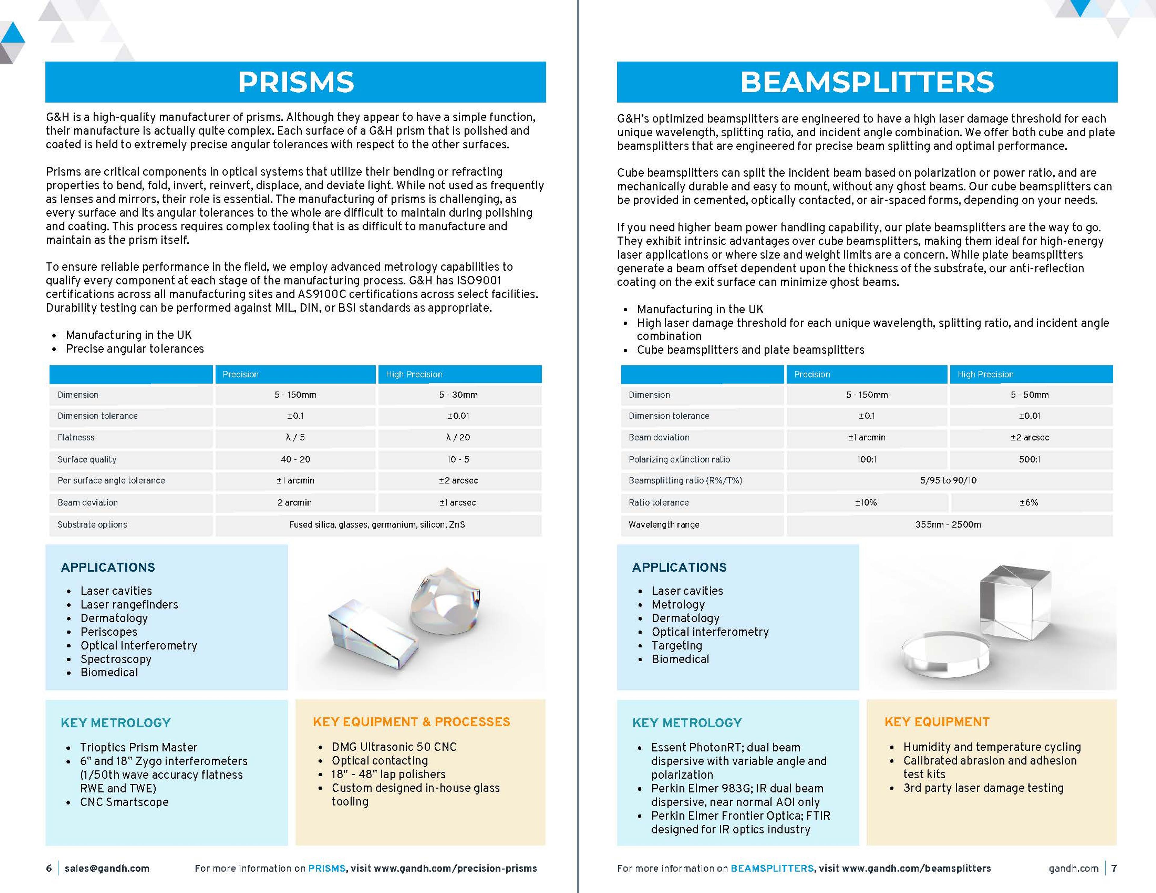 G&H Product & Solutions Guide - Precision Optics Page 06-07