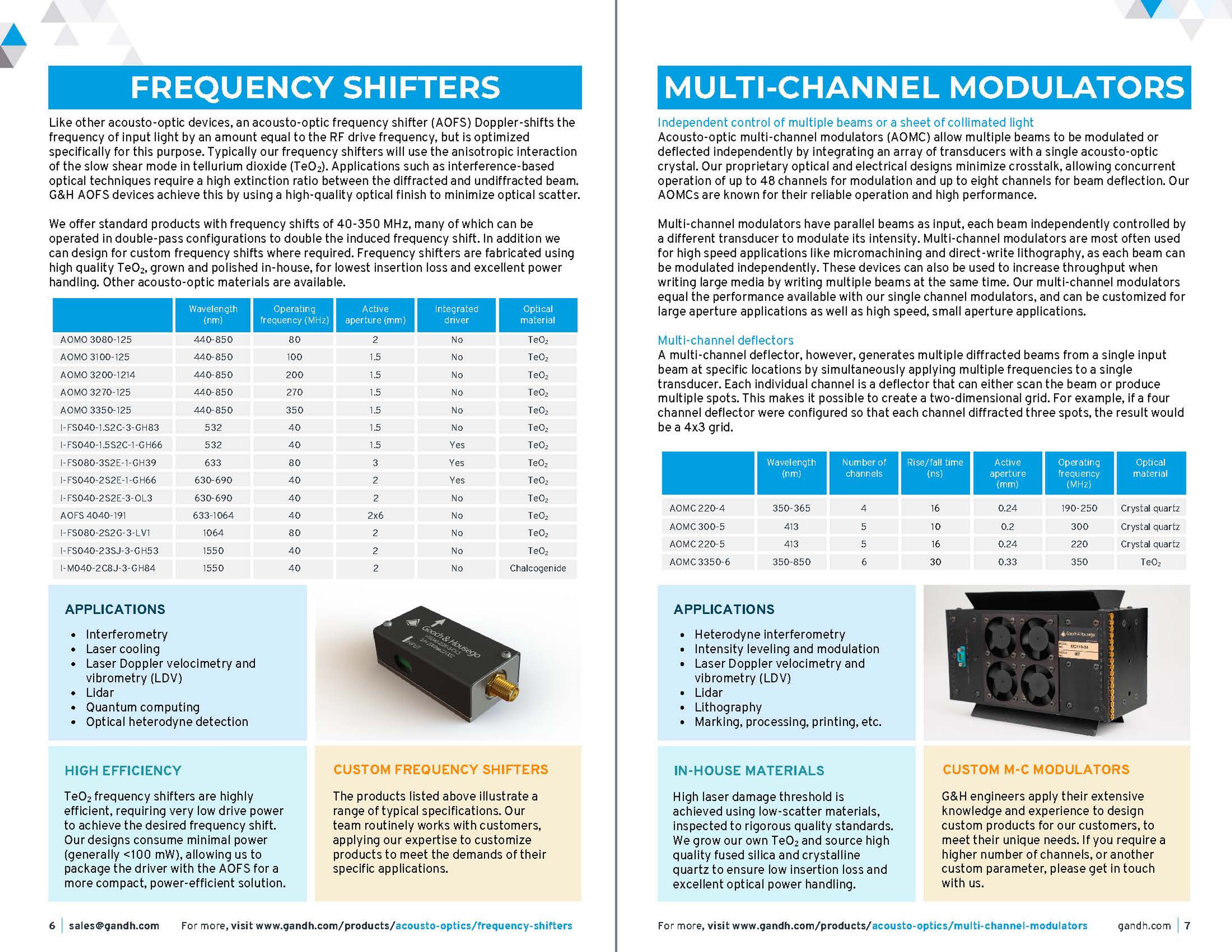 G&H Product & Solutions Guide - Acousto-Optics Page 06-07