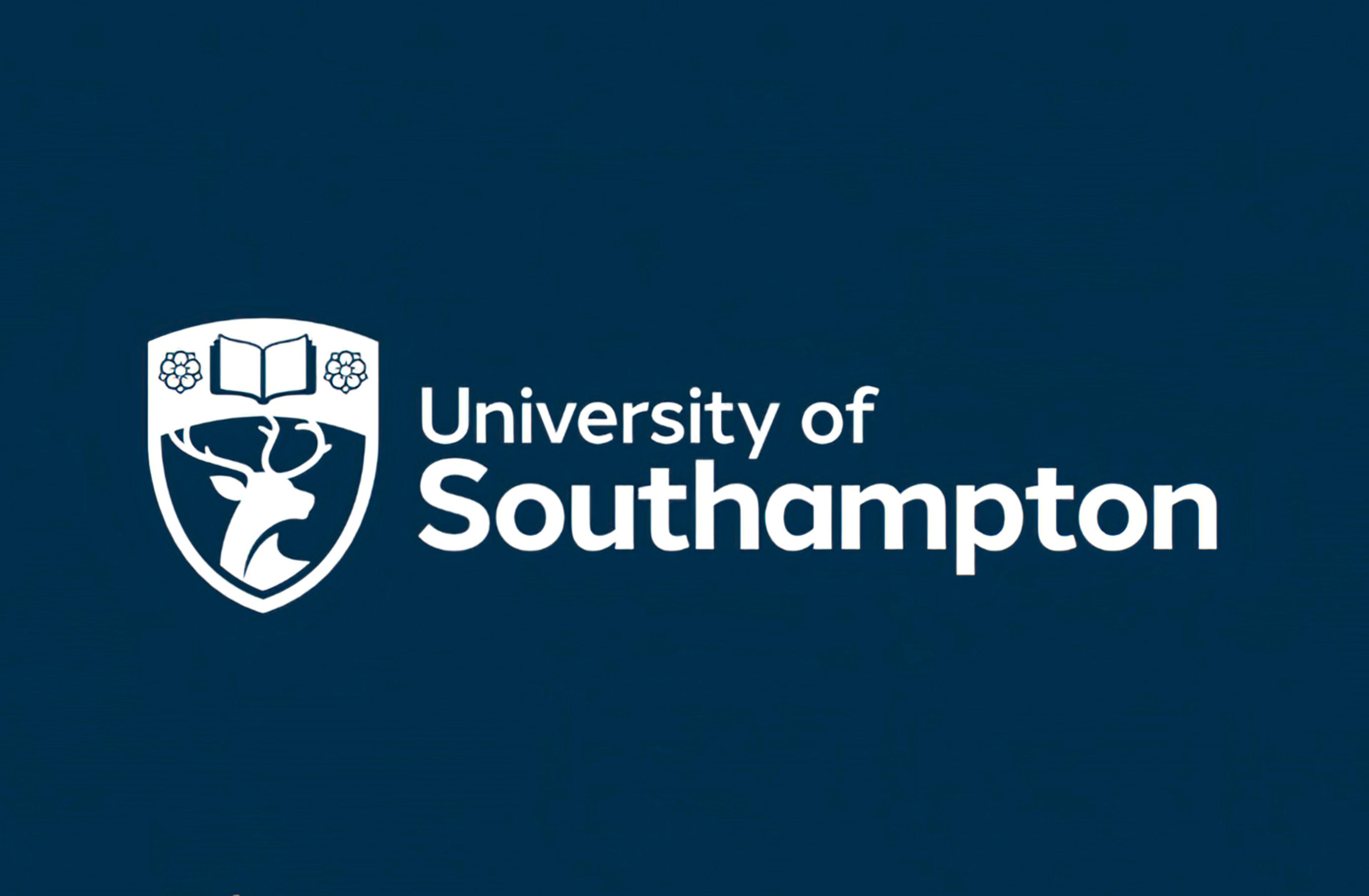 University of Southampton logo in white on a dark blue background.