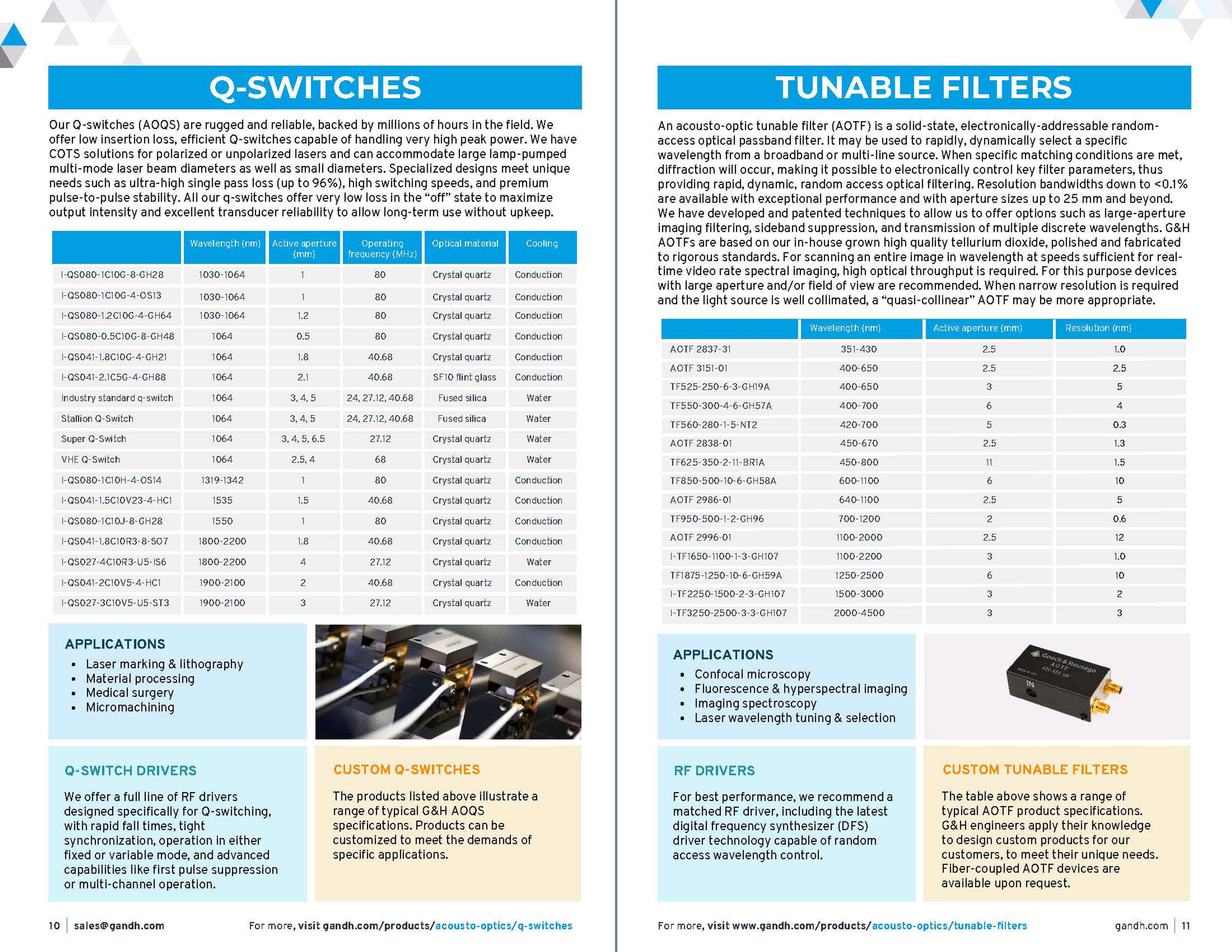 G&H Product & Solutions Guide - Acousto-Optics Page 10-11