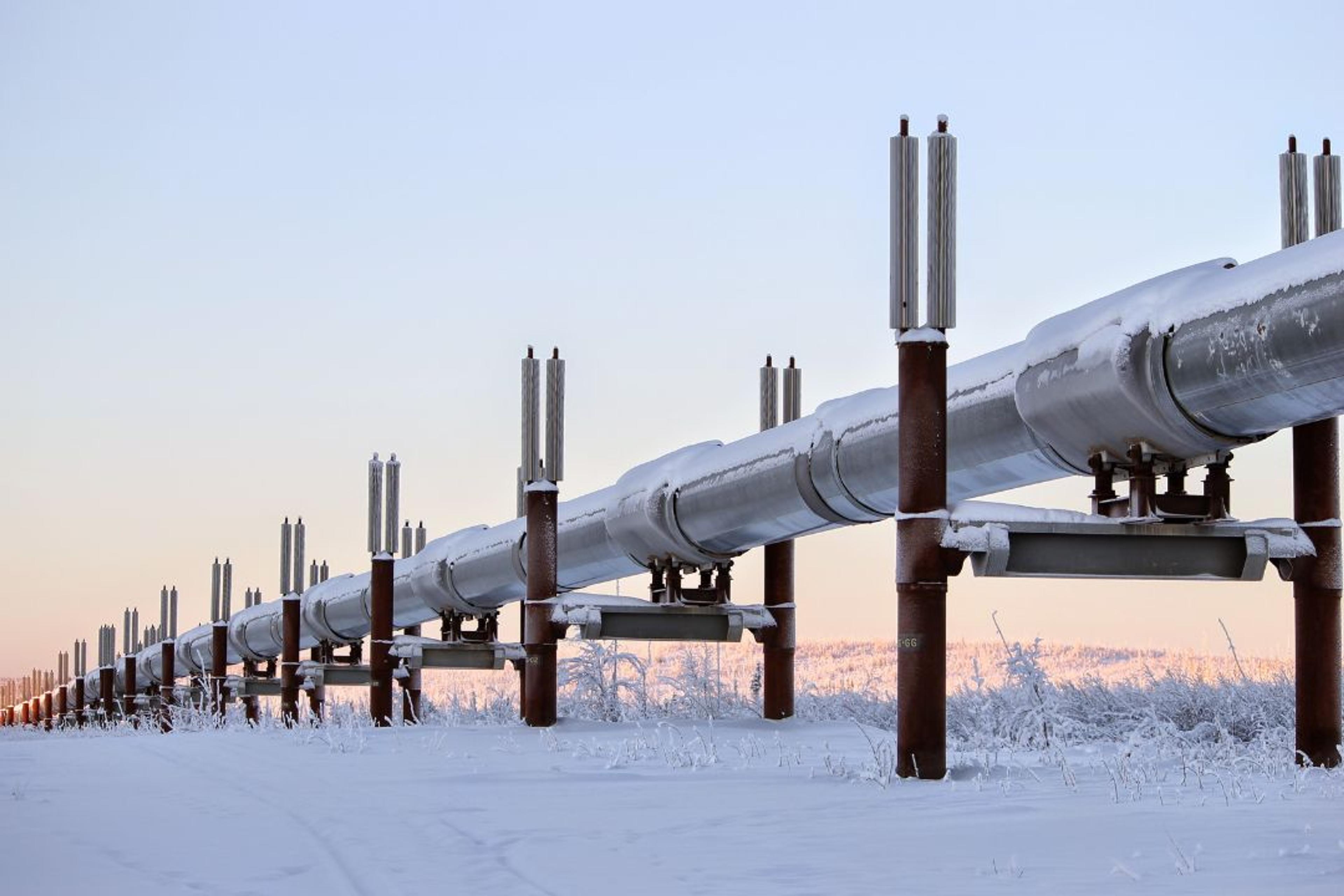 energy pipeline in snowy landscape