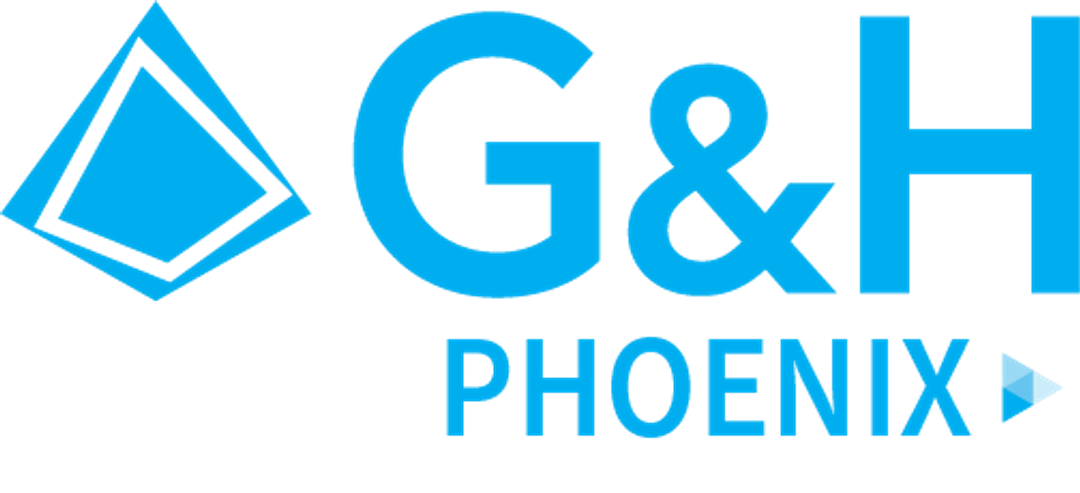 G&H Phoenix logo light blue letters