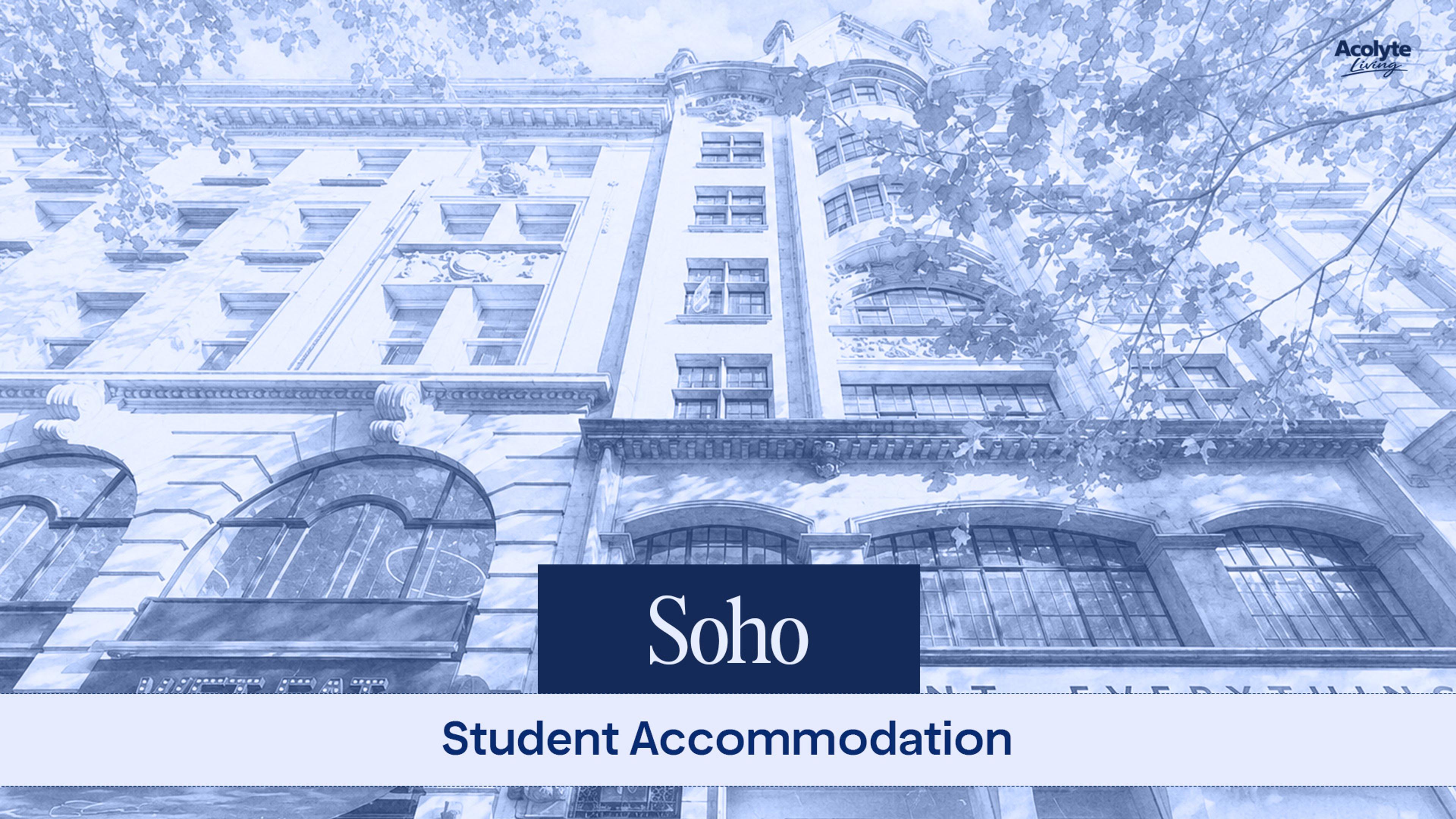 Soho student accommodation located in a beautifully restored historic building, offering modern student residences with secure facilities, comfortable living spaces, excellent transport connections, and easy access to universities, shopping, restaurants, and entertainment in the city centre.