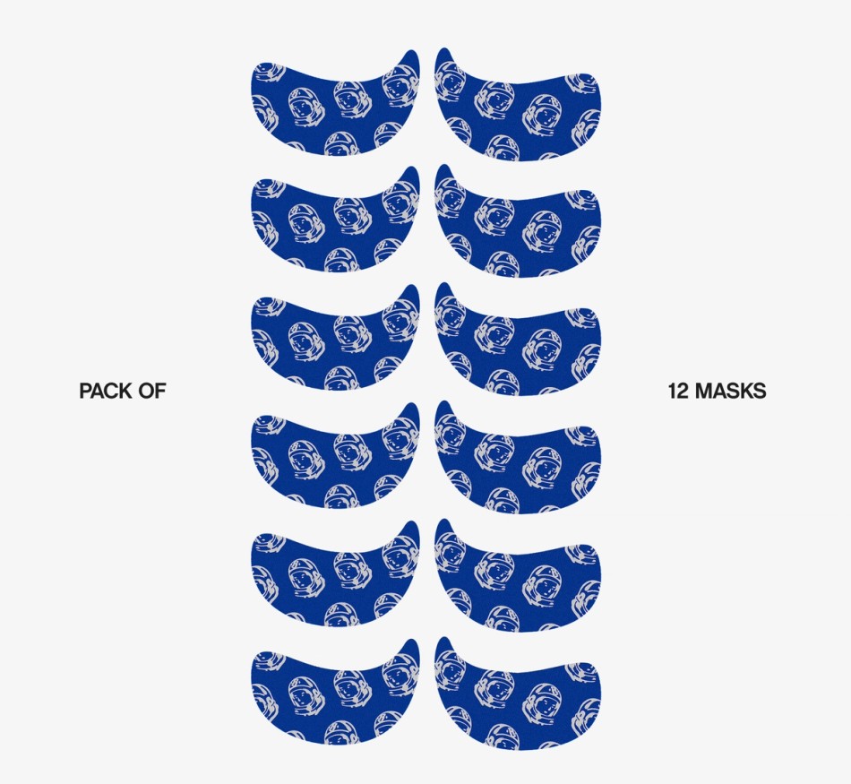 A pack of 12 blue eye masks with a white astronaut pattern.