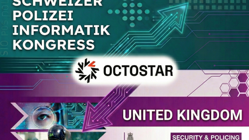 Octostar event banner: SPIK Switzerland, 16–17 March 2026, Stand 12, and UK Security & Policing, 10–12 March 2026, Stand D157