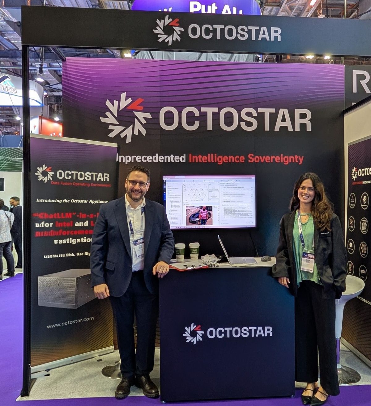 Octostar CEO Giovanni Tummarello at the Octostar booth at Milipol TechX 2026 in Singapore