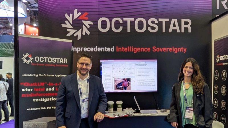 Octostar CEO Giovanni Tummarello at the Octostar booth at Milipol TechX 2026 in Singapore