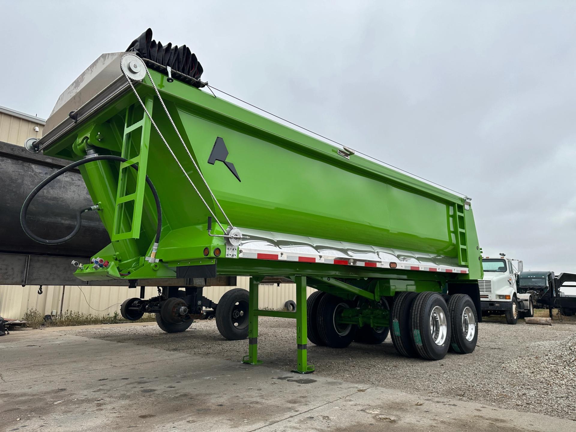 Alko dump trailer on a parking lot daytime footage