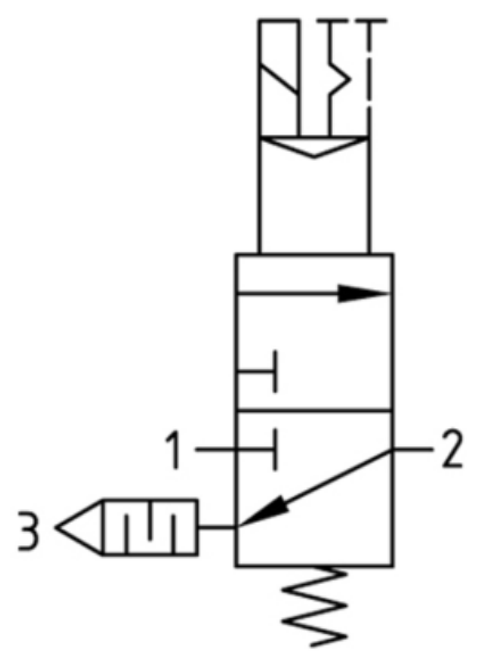 Aan/uit 3/2-ventiel (elektrisch) 00-AUV 24V 3/4 — pneumatisch symbool