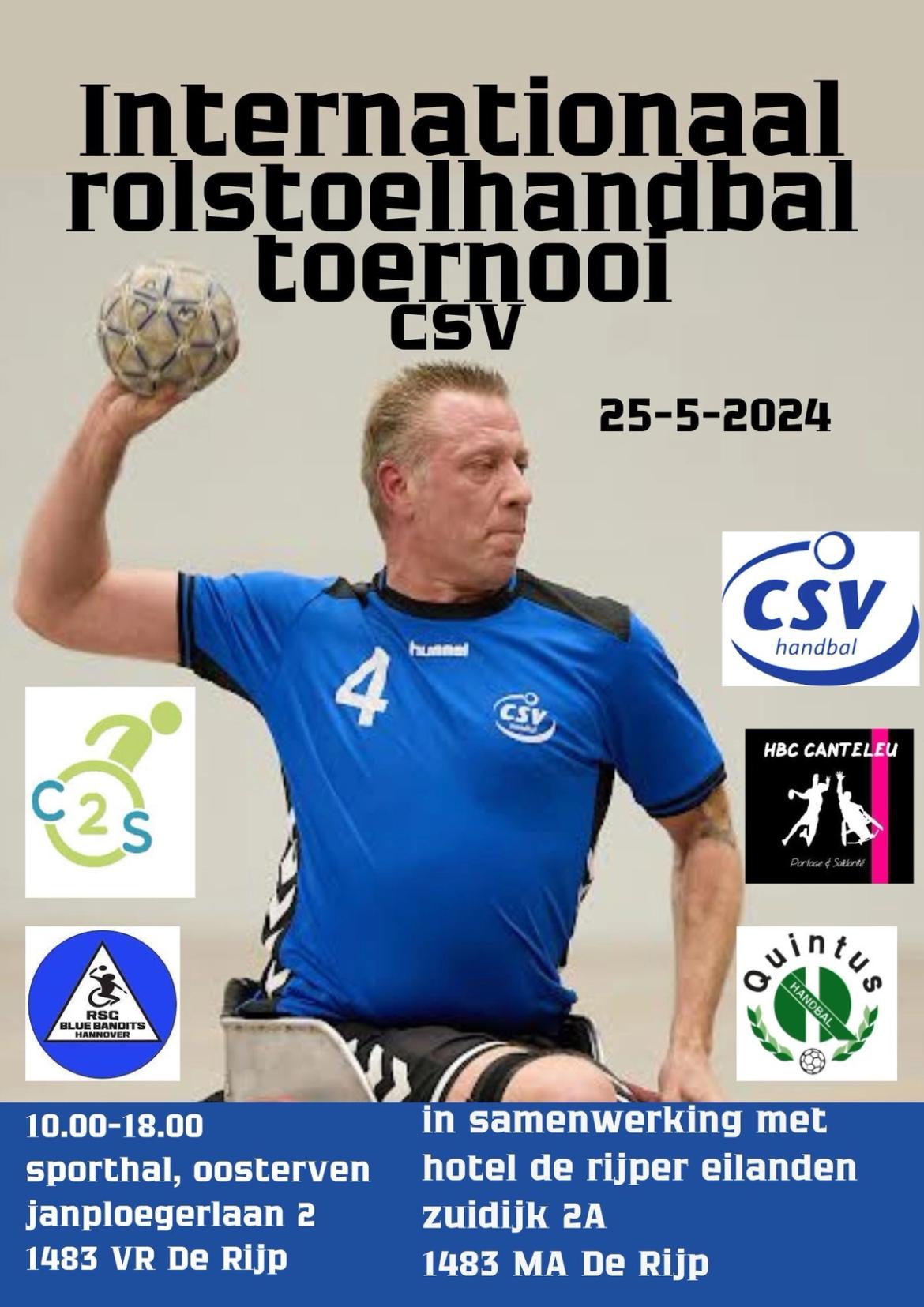 Aankondiging rolstoelhandbaltoernooi op 25-05-2024