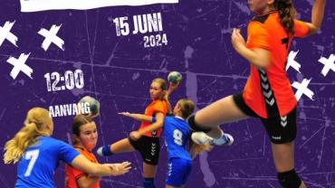 flyer handbaltoernooi 15 juni 2024 12:00 sporthal de bloemen