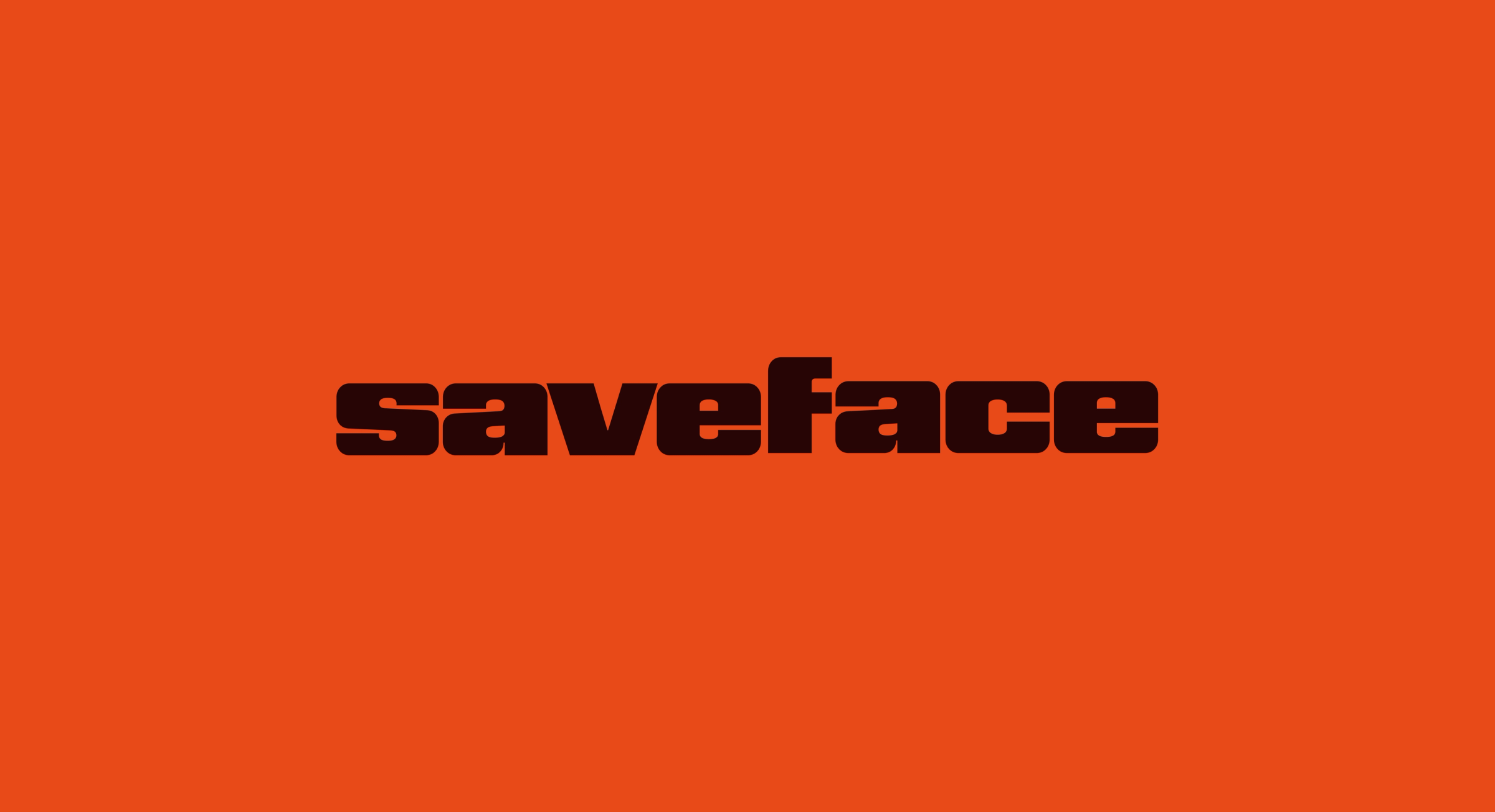 Saveface wordmark in black on orange