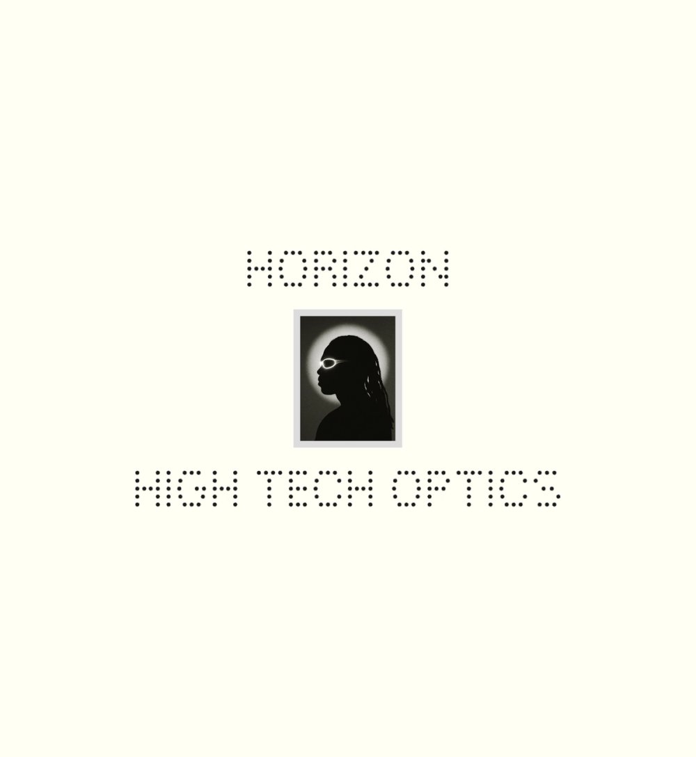 HORIZON High Tech Optics in dot type around a small portrait